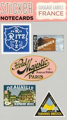 France Luggage Labels Sticker Notecard